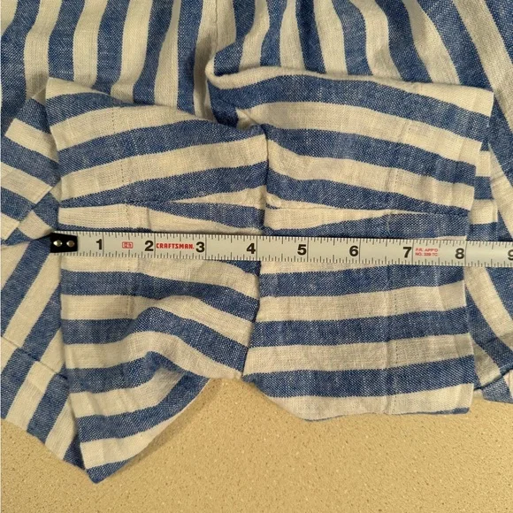 Ava Vic Shorts Blue White Striped Linen Blend Preppy Beach - Picture 11 of 13